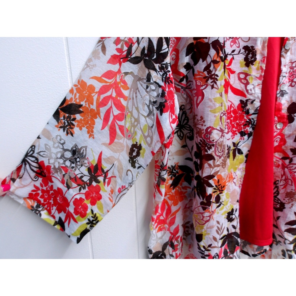 Alfred Dunner Floral Print Button Down Shirt 2pc Lightweight‎ Top 18W / #6308 - Picture 4 of 6